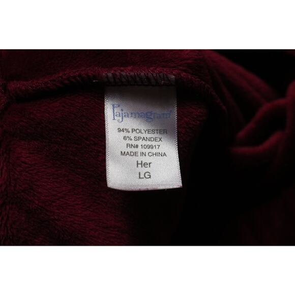Pajamagram Set Womens L Red Burgundy Velour Velvet Hoodie Loungewear - Picture 2 of 10